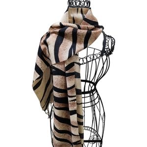 The Pashmina Store Tiger Animal Print Cashmere Silk Scarf Made in Nepal Women's